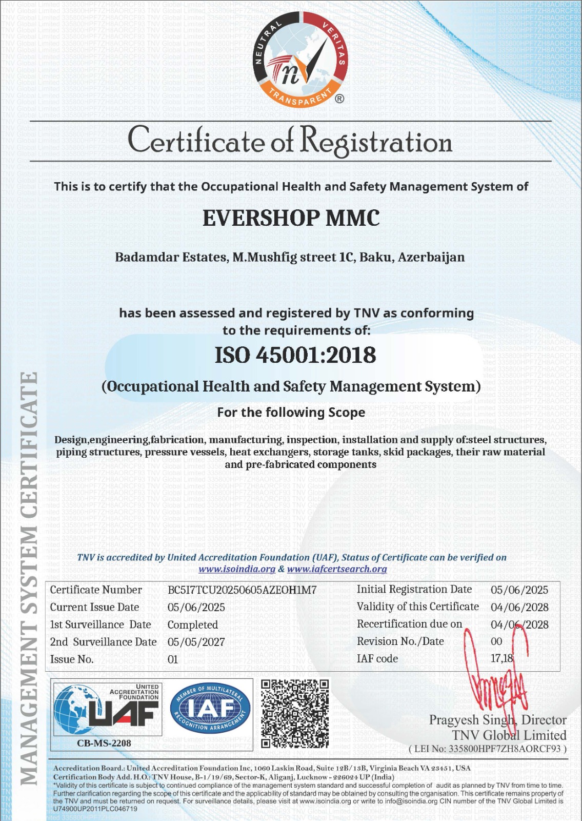 ISO 45001 Sertifikatı