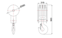 16 ton hook block 6/1 falls 17mm wire rope