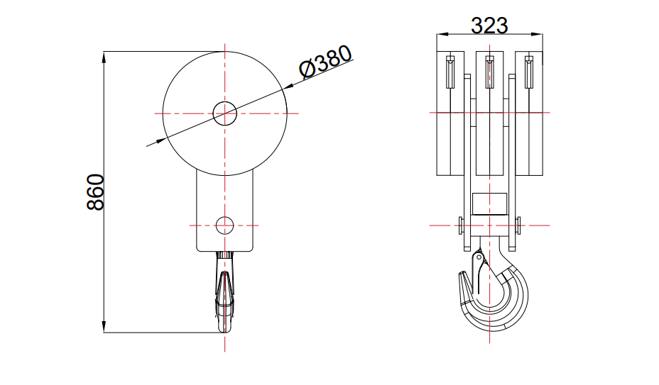 Hook Block 6/1 falls 16mm 10T